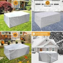 DENUOTOP Housse Salon De Jardin Avec, Iimperméable, Coupe-Vent, Anti-UV, Robuste Tissu Oxfor 210D Housse De Protection Pour Table Chaise Meubles,Argent -150*150*75CM 9 DENUOTOP Housse Salon De Jardin Avec, Iimperméable, Coupe-Vent, Anti-UV, Robuste Tissu Oxfor 210D Housse De Protection Pour Table Chaise Meubles,Argent -150*150*75CM -Accessoires de barbecue Soldes 46379836 5