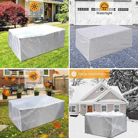 DENUOTOP Housse Salon De Jardin Avec, Iimperméable, Coupe-Vent, Anti-UV, Robuste Tissu Oxfor 210D Housse De Protection Pour Table Chaise Meubles,Argent -150*150*75CM 5 DENUOTOP Housse Salon De Jardin Avec, Iimperméable, Coupe-Vent, Anti-UV, Robuste Tissu Oxfor 210D Housse De Protection Pour Table Chaise Meubles,Argent -150*150*75CM – Image 5