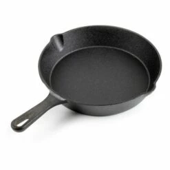 WILTEC Poêle En Fonte Feu De Bois Ø25cm Poignée Tous Types Cuisinière Outdoor Extérieure Effet Antiadhésif