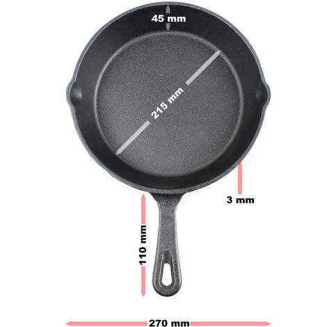 WILTEC Poêle En Fonte Feu De Bois Ø25cm Poignée Tous Types Cuisinière Outdoor Extérieure Effet Antiadhésif 5 WILTEC Poêle En Fonte Feu De Bois Ø25cm Poignée Tous Types Cuisinière Outdoor Extérieure Effet Antiadhésif – Image 5