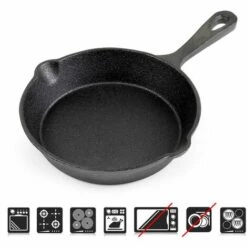 WILTEC Poêle En Fonte Feu De Bois Ø16cm Poignée Tous Types Cuisinière Outdoor Extérieure Effet Antiadhésif 7 WILTEC Poêle En Fonte Feu De Bois Ø16cm Poignée Tous Types Cuisinière Outdoor Extérieure Effet Antiadhésif -Accessoires de barbecue Soldes 46520122 3