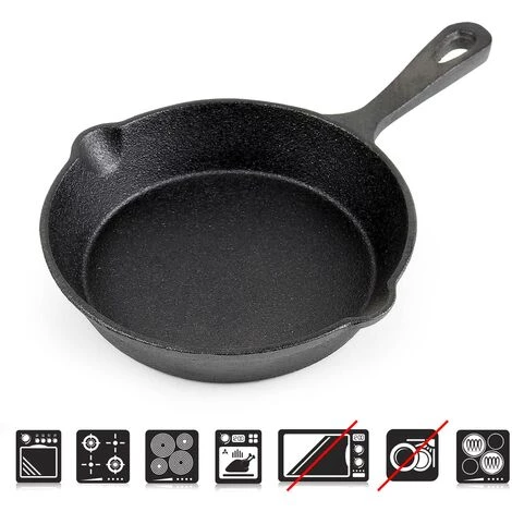WILTEC Poêle En Fonte Feu De Bois Ø16cm Poignée Tous Types Cuisinière Outdoor Extérieure Effet Antiadhésif 3 WILTEC Poêle En Fonte Feu De Bois Ø16cm Poignée Tous Types Cuisinière Outdoor Extérieure Effet Antiadhésif – Image 3