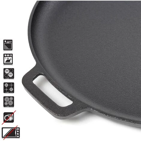 WILTEC Poêle En Fonte Feu De Bois Ø35cm Tous Types Cuisinière Outdoor Extérieure Effet Antiadhésif 3 WILTEC Poêle En Fonte Feu De Bois Ø35cm Tous Types Cuisinière Outdoor Extérieure Effet Antiadhésif – Image 3