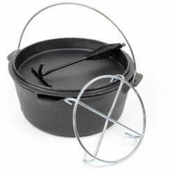 WILTEC Dutch Oven Marmite 10L Dessous-plat Lève-couvercle Fait-tout Fonte Pot Cuisson Feu Camp Camping 7 WILTEC Dutch Oven Marmite 10L Dessous-plat Lève-couvercle Fait-tout Fonte Pot Cuisson Feu Camp Camping -Accessoires de barbecue Soldes 46681947 3