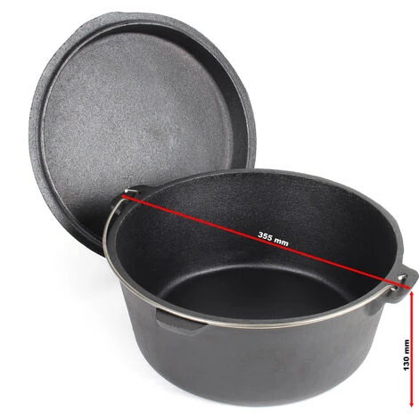 WILTEC Dutch Oven Marmite 10L Dessous-plat Lève-couvercle Fait-tout Fonte Pot Cuisson Feu Camp Camping 5 WILTEC Dutch Oven Marmite 10L Dessous-plat Lève-couvercle Fait-tout Fonte Pot Cuisson Feu Camp Camping – Image 5