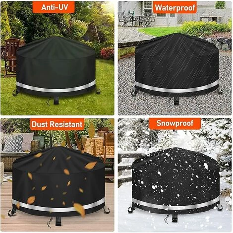 TINOR Housse De Protection Pour BraséRos Barbecue ImperméAble Rond,Coupe-Vent, RéSistant Aux UV, RéSistant à La DéChirure,Tissu Oxford 600D Housse Pour Foyer Barbecue,Housses Pour BraséRos (ø77x31cm)-Noir 5 TINOR Housse De Protection Pour BraséRos Barbecue ImperméAble Rond,Coupe-Vent, RéSistant Aux UV, RéSistant à La DéChirure,Tissu Oxford 600D Housse Pour Foyer Barbecue,Housses Pour BraséRos (ø77x31cm)-Noir – Image 5