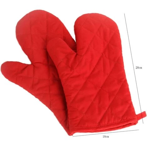 Gants De Cuisine Résistants à La Chaleur Gants De Cuisine épaissis Résistants à La Chaleur Gants De Cuisine Maniques, Coton, 1 Paire De Rouge,HANBING 3 Gants De Cuisine Résistants à La Chaleur Gants De Cuisine épaissis Résistants à La Chaleur Gants De Cuisine Maniques, Coton, 1 Paire De Rouge,HANBING – Image 3
