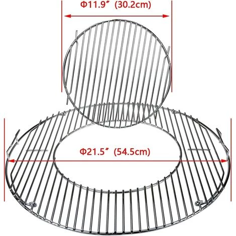 GFTIME Ø 54,5cm 8835 Barbecue Grille De Cuisson Pour Grilles à Charbon Weber Ø 57CM, Grilles De Cuisson Remplacement à Charnière Pour Gourmet BBQ System, Wok Et Grille à Brûler 2 GFTIME Ø 54,5cm 8835 Barbecue Grille De Cuisson Pour Grilles à Charbon Weber Ø 57CM, Grilles De Cuisson Remplacement à Charnière Pour Gourmet BBQ System, Wok Et Grille à Brûler – Image 2