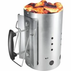 GFTIME Ø19cm 30cm H Cheminée D'allumage Pour Barbecue à Charbon De Bois, Pour Weber 7416 Ou Autres Barbecues Au Charbon, Démarreur De Cheminée Avec Poignée De Sécurité Allume-feu BBQ, Démarreur Rapide Au Charbon Pour Les Grillades