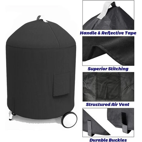 GFTIME 63,5 X 68,6 X 89 Cm 7150 Housse Pour Barbecue Weber 57CM Charcoal Grills, Housse De Protection Grils à Charbon De Rechange, 600D étanche Et Résistant Aux UV, Résistant à La Déchirure, Noir 3 GFTIME 63,5 X 68,6 X 89 Cm 7150 Housse Pour Barbecue Weber 57CM Charcoal Grills, Housse De Protection Grils à Charbon De Rechange, 600D étanche Et Résistant Aux UV, Résistant à La Déchirure, Noir – Image 3
