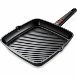 MVPOWER Poêle à Grill 28 X 28 Cm Induction, Poêle à Steak Avec Poignée Amovible, Poêle à Revêtement Antiadhésif, Sans PFOA, Pour Tous Types De Plaques, Noir