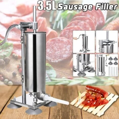 DAZHOM Poussoir �� Saucisses Viande 3.6 L Machine �� Saucisse Remplissage De Saucisse En Acier Inoxydable Avec 4 X Tubes 4 DAZHOM Poussoir �� Saucisses Viande 3.6 L Machine �� Saucisse Remplissage De Saucisse En Acier Inoxydable Avec 4 X Tubes – Image 4