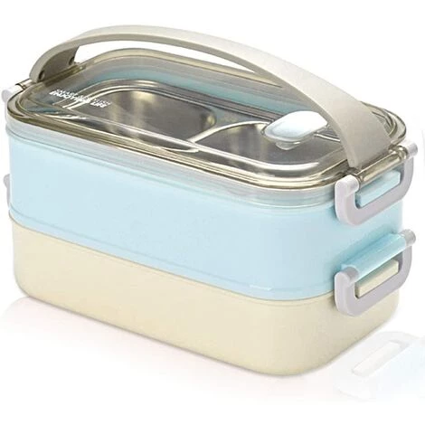 TINOR 2 Couches Boîte à Lunch En Acier Inoxydable Portable Thermique Boîtes à Bento Boîte à Lunch Isolée Lunch Box Isotherme Conteneurs De Stockage Des Aliments Pour École Bureau 1.6L Bleu 1 TINOR 2 Couches Boîte à Lunch En Acier Inoxydable Portable Thermique Boîtes à Bento Boîte à Lunch Isolée Lunch Box Isotherme Conteneurs De Stockage Des Aliments Pour École Bureau 1.6L Bleu