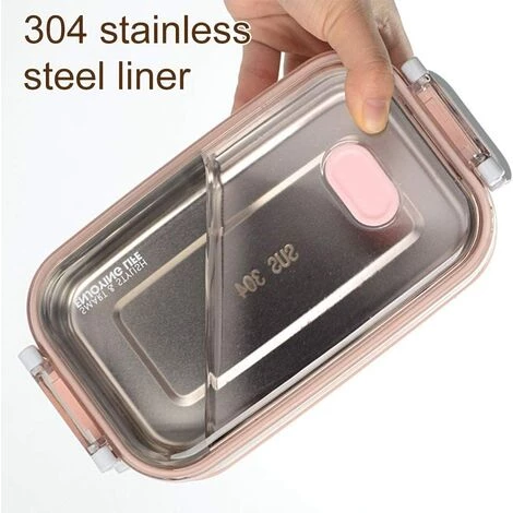 TINOR 2 Couches Boîte à Lunch En Acier Inoxydable Portable Thermique Boîtes à Bento Boîte à Lunch Isolée Lunch Box Isotherme Conteneurs De Stockage Des Aliments Pour École Bureau 1.6L Bleu 3 TINOR 2 Couches Boîte à Lunch En Acier Inoxydable Portable Thermique Boîtes à Bento Boîte à Lunch Isolée Lunch Box Isotherme Conteneurs De Stockage Des Aliments Pour École Bureau 1.6L Bleu – Image 3