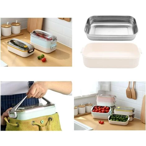 TINOR 2 Couches Boîte à Lunch En Acier Inoxydable Portable Thermique Boîtes à Bento Boîte à Lunch Isolée Lunch Box Isotherme Conteneurs De Stockage Des Aliments Pour École Bureau 1.6L Bleu 4 TINOR 2 Couches Boîte à Lunch En Acier Inoxydable Portable Thermique Boîtes à Bento Boîte à Lunch Isolée Lunch Box Isotherme Conteneurs De Stockage Des Aliments Pour École Bureau 1.6L Bleu – Image 4