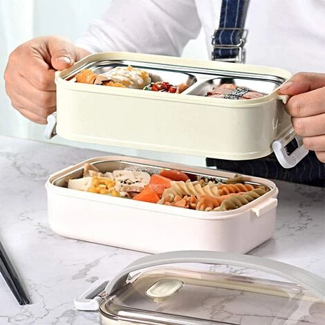 TINOR 2 Couches Boîte à Lunch En Acier Inoxydable Portable Thermique Boîtes à Bento Boîte à Lunch Isolée Lunch Box Isotherme Conteneurs De Stockage Des Aliments Pour École Bureau 1.6L Bleu 5 TINOR 2 Couches Boîte à Lunch En Acier Inoxydable Portable Thermique Boîtes à Bento Boîte à Lunch Isolée Lunch Box Isotherme Conteneurs De Stockage Des Aliments Pour École Bureau 1.6L Bleu – Image 5