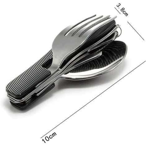LONGZIMING Couverts De Voyage 2 Pièces Set Portable 4 En 1 Plats Molette Couteau à Poignée En Aluminium, Fourchette, Cuillère, Ouvre-Bouteille 4 LONGZIMING Couverts De Voyage 2 Pièces Set Portable 4 En 1 Plats Molette Couteau à Poignée En Aluminium, Fourchette, Cuillère, Ouvre-Bouteille – Image 4