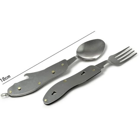 LONGZIMING Couverts De Voyage 2 Pièces Set Portable 4 En 1 Plats Molette Couteau à Poignée En Aluminium, Fourchette, Cuillère, Ouvre-Bouteille 5 LONGZIMING Couverts De Voyage 2 Pièces Set Portable 4 En 1 Plats Molette Couteau à Poignée En Aluminium, Fourchette, Cuillère, Ouvre-Bouteille – Image 5