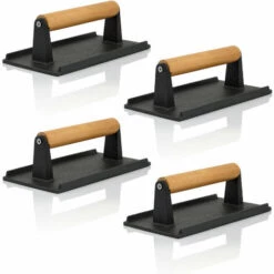 BBQ-Toro Presse à Hamburger En Fonte 1 Kg (4 Pièces) | 21 X 11 Cm | Poids De Viande Pour Burgers Avec Poignée