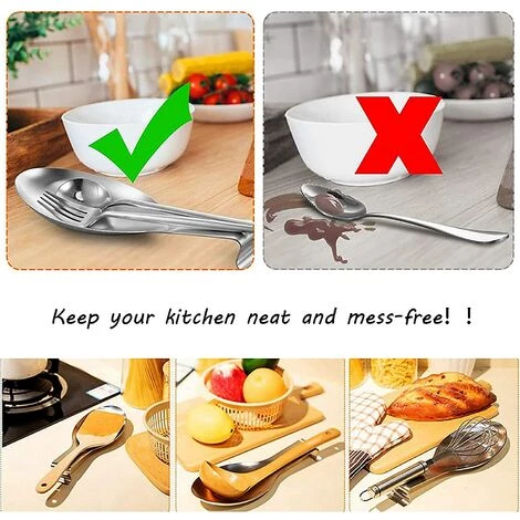 DKSFJKL Repose-cuillère En Acier Inoxydable Pour Comptoir De Cuisine, Accessoires De Cuisine, Spatule, Louche, Brosse (argent) 2 DKSFJKL Repose-cuillère En Acier Inoxydable Pour Comptoir De Cuisine, Accessoires De Cuisine, Spatule, Louche, Brosse (argent) – Image 2