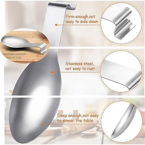 DKSFJKL Repose-cuillère En Acier Inoxydable Pour Comptoir De Cuisine, Accessoires De Cuisine, Spatule, Louche, Brosse (argent) 3 DKSFJKL Repose-cuillère En Acier Inoxydable Pour Comptoir De Cuisine, Accessoires De Cuisine, Spatule, Louche, Brosse (argent) – Image 3