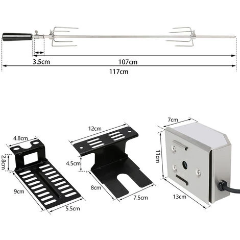 Hengda Broche à Rôtir Avec Moteur BBQ Rôtissoire Tournebroche Set Tourne Broche Electronique Kit Pour Grill Avec Un 92 Cm Moteur Dans Une Bôitier En Inox 2 Hengda Broche à Rôtir Avec Moteur BBQ Rôtissoire Tournebroche Set Tourne Broche Electronique Kit Pour Grill Avec Un 92 Cm Moteur Dans Une Bôitier En Inox – Image 2