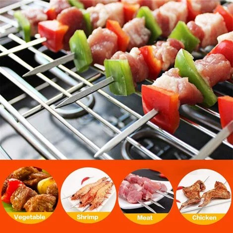 ZHUOXUAN Brochettes Pour Barbecue Inox 10 Pics Brochettes Plates Larges Pique Pour Kebab Viande Fruits Légumes Sûr, Durable Et Réutilisable Pour BBQ Accessoires 43 Cm+1 Brosse En Silicone 2 ZHUOXUAN Brochettes Pour Barbecue Inox 10 Pics Brochettes Plates Larges Pique Pour Kebab Viande Fruits Légumes Sûr, Durable Et Réutilisable Pour BBQ Accessoires 43 Cm+1 Brosse En Silicone – Image 2