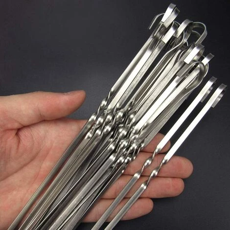 ZHUOXUAN Brochettes Pour Barbecue Inox 10 Pics Brochettes Plates Larges Pique Pour Kebab Viande Fruits Légumes Sûr, Durable Et Réutilisable Pour BBQ Accessoires 43 Cm+1 Brosse En Silicone 4 ZHUOXUAN Brochettes Pour Barbecue Inox 10 Pics Brochettes Plates Larges Pique Pour Kebab Viande Fruits Légumes Sûr, Durable Et Réutilisable Pour BBQ Accessoires 43 Cm+1 Brosse En Silicone – Image 4