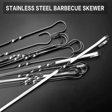 ZHUOXUAN Brochettes Pour Barbecue Inox 10 Pics Brochettes Plates Larges Pique Pour Kebab Viande Fruits Légumes Sûr, Durable Et Réutilisable Pour BBQ Accessoires 43 Cm+1 Brosse En Silicone 5 ZHUOXUAN Brochettes Pour Barbecue Inox 10 Pics Brochettes Plates Larges Pique Pour Kebab Viande Fruits Légumes Sûr, Durable Et Réutilisable Pour BBQ Accessoires 43 Cm+1 Brosse En Silicone – Image 5