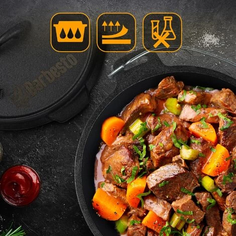 CLP Cocotte En Fonte Façon Dutch Oven Avec Couvercle Et Anse 4,2 L 3 CLP Cocotte En Fonte Façon Dutch Oven Avec Couvercle Et Anse 4,2 L – Image 3