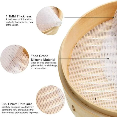 LITZEE 16 Pcs Antiadhésif Vapeur Maille Réutilisable Silicone Rond Dim Sum Vapeur Maille Vapeur Tapis Pour Vapeur Panier Cuisine Légumes Riz 20 Cm 30 Cm 3 LITZEE 16 Pcs Antiadhésif Vapeur Maille Réutilisable Silicone Rond Dim Sum Vapeur Maille Vapeur Tapis Pour Vapeur Panier Cuisine Légumes Riz 20 Cm 30 Cm – Image 3