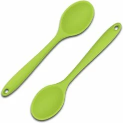 LITZEE 2 Pièces Cuillère De Service, Cuillere En Silicone Cuisine, Cuillère à Mélanger En Silicone, Cuillere Cuisine Plastique Utilisé Pour La Cuisine, La Cuisson, Le Mélange Et Servir (Vert)