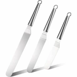 KARTOKNER 3Pcs Spatules Coudées à Patisserie - Spatule Coudee Pâtisserie Inclinée Glaçage Cuillère à Palette Pelle, Spatule De Cuisine En Acier Inoxydable