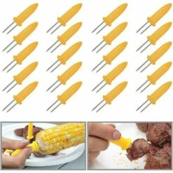 KARTOKNER 20 Pcs Brochette De Maïs Support à Epis Maïs En Acier Inoxydable Brochettes Epis Maïs Pour La Cuisine Maison Pique-Niques BBQ Grill Cuisine Fourchettes à Fruit