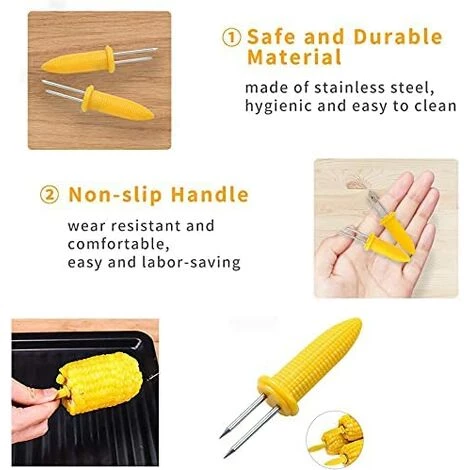 KARTOKNER 20 Pcs Brochette De Maïs Support à Epis Maïs En Acier Inoxydable Brochettes Epis Maïs Pour La Cuisine Maison Pique-Niques BBQ Grill Cuisine Fourchettes à Fruit 4 KARTOKNER 20 Pcs Brochette De Maïs Support à Epis Maïs En Acier Inoxydable Brochettes Epis Maïs Pour La Cuisine Maison Pique-Niques BBQ Grill Cuisine Fourchettes à Fruit – Image 4