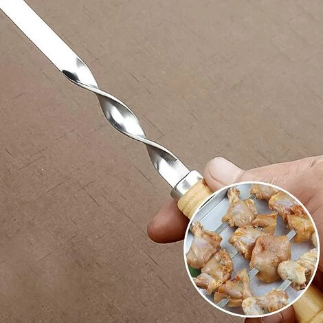 KARTOKNER Barbecue Brochettes, Brochettes Extra Longues De 55cm En Acier Inoxydable Avec Poignée En Bois Massif,Ensemble De 6 2 KARTOKNER Barbecue Brochettes, Brochettes Extra Longues De 55cm En Acier Inoxydable Avec Poignée En Bois Massif,Ensemble De 6 – Image 2