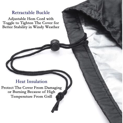 QERSTA Housse Barbecue Couverture De Barbecue Bâche De Protection BBQ Anti-UV Anti-l'eau Anti-l'humidité Avec Sac De Rangement Noir Pour Weber, Holland (145 X 61 X 117cm) 4 QERSTA Housse Barbecue Couverture De Barbecue Bâche De Protection BBQ Anti-UV Anti-l'eau Anti-l'humidité Avec Sac De Rangement Noir Pour Weber, Holland (145 X 61 X 117cm) – Image 4