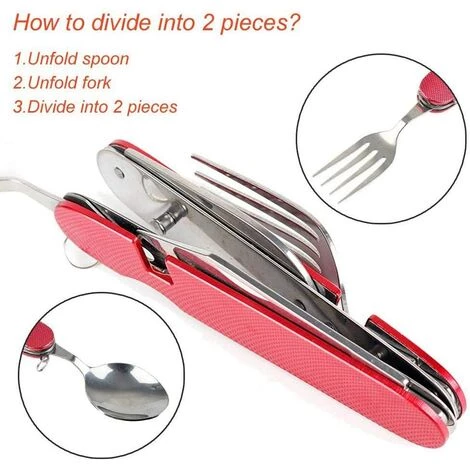 KARTOKNER Kit Couverts De Camping 6 En 1 En Acier Inoxydable Pliant Coutellerie Camping Couverts Set Ensemble De Voyage En Plein Air Couverts Kit Vaisselle Amovible Appliquer Sur Randonnée Voyage Pique-Nique Festival 3 KARTOKNER Kit Couverts De Camping 6 En 1 En Acier Inoxydable Pliant Coutellerie Camping Couverts Set Ensemble De Voyage En Plein Air Couverts Kit Vaisselle Amovible Appliquer Sur Randonnée Voyage Pique-Nique Festival – Image 3