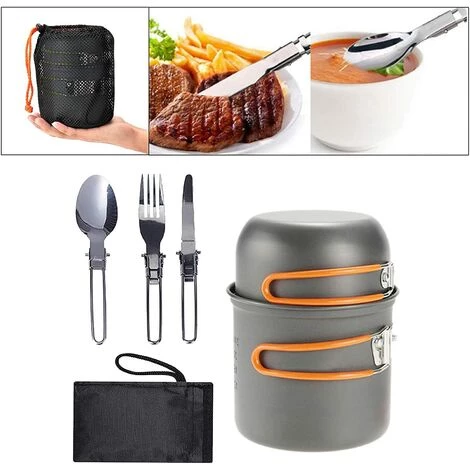 Kartokner Portable Ustensiles Gamelle Pour Randonnée Randonnée, Compact Non-bâton Pot Pan Bols Pliant Spork Avec Nylon Sac En Plein Air Cuisinière Cuire 2 Kartokner Portable Ustensiles Gamelle Pour Randonnée Randonnée, Compact Non-bâton Pot Pan Bols Pliant Spork Avec Nylon Sac En Plein Air Cuisinière Cuire – Image 2
