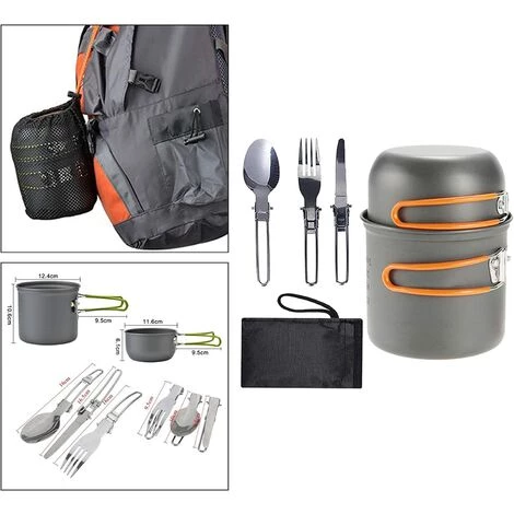 Kartokner Portable Ustensiles Gamelle Pour Randonnée Randonnée, Compact Non-bâton Pot Pan Bols Pliant Spork Avec Nylon Sac En Plein Air Cuisinière Cuire 4 Kartokner Portable Ustensiles Gamelle Pour Randonnée Randonnée, Compact Non-bâton Pot Pan Bols Pliant Spork Avec Nylon Sac En Plein Air Cuisinière Cuire – Image 4