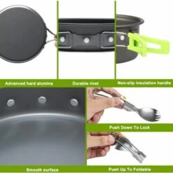 Kartokner Casseroles Camping Kit En Aluminium Léger Camping Léger Casserole Pan Set Pour Camping Randonnée 9 Kartokner Casseroles Camping Kit En Aluminium Léger Camping Léger Casserole Pan Set Pour Camping Randonnée -Accessoires de barbecue Soldes 52827452 5