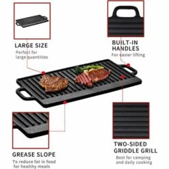 Velaze Plaque En Fonte, Poele Grille Induction Barbecue, Set Plaque Cuisson Rectangulaire, Idéal Pour Viande Steak Et Barbecue, Non Toxique - 50cm X 23cm 7 Velaze Plaque En Fonte, Poele Grille Induction Barbecue, Set Plaque Cuisson Rectangulaire, Idéal Pour Viande Steak Et Barbecue, Non Toxique - 50cm X 23cm -Accessoires de barbecue Soldes 53042464 3
