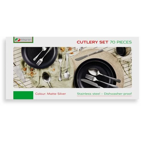 MAGNANI Couverts De Table Inox 70 Pièces, Ménagère Couverts De Table Couleur Argent, Set De Couverts De Table En Acier Inoxydable, Set De Ménagère Complet - Argent 5 MAGNANI Couverts De Table Inox 70 Pièces, Ménagère Couverts De Table Couleur Argent, Set De Couverts De Table En Acier Inoxydable, Set De Ménagère Complet - Argent – Image 5