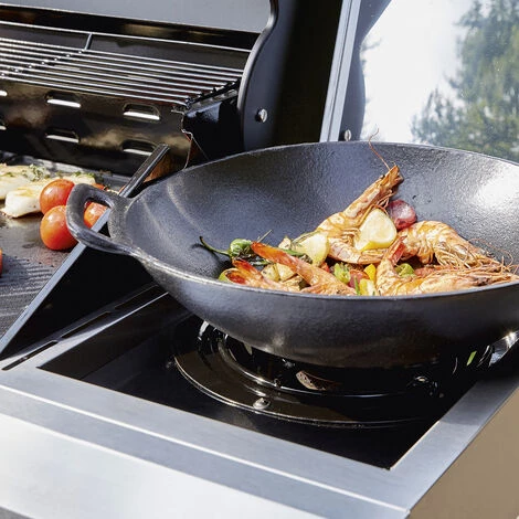 Wok Landmann 05387 - En Fonte émaillée - Adapté Aux Barbecues Gaz Et Charbon 2 Wok Landmann 05387 - En Fonte émaillée - Adapté Aux Barbecues Gaz Et Charbon – Image 2