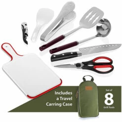 GDRHVFD Lot De 8 Ustensiles De Cuisine De Camping Pour Ustensiles De Cuisine - Kit De Voyage Pour Ustensiles De Cuisine Portables Avec Étui Résistant À L'Eau, Planche À Découper, Pagaie À Riz, Pinces, Couteau 7 GDRHVFD Lot De 8 Ustensiles De Cuisine De Camping Pour Ustensiles De Cuisine - Kit De Voyage Pour Ustensiles De Cuisine Portables Avec Étui Résistant À L'Eau, Planche À Découper, Pagaie À Riz, Pinces, Couteau -Accessoires de barbecue Soldes 53056044 3