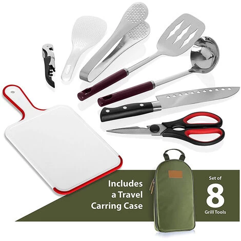 GDRHVFD Lot De 8 Ustensiles De Cuisine De Camping Pour Ustensiles De Cuisine - Kit De Voyage Pour Ustensiles De Cuisine Portables Avec Étui Résistant À L'Eau, Planche À Découper, Pagaie À Riz, Pinces, Couteau 3 GDRHVFD Lot De 8 Ustensiles De Cuisine De Camping Pour Ustensiles De Cuisine - Kit De Voyage Pour Ustensiles De Cuisine Portables Avec Étui Résistant À L'Eau, Planche À Découper, Pagaie À Riz, Pinces, Couteau – Image 3