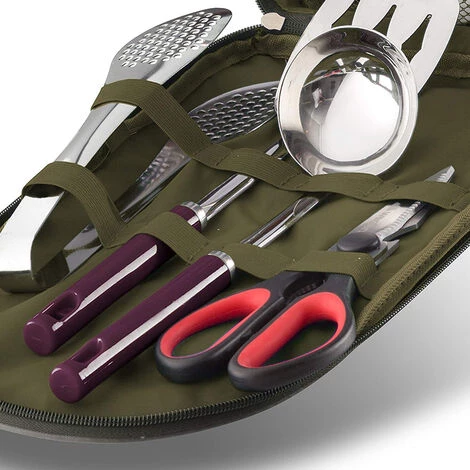 GDRHVFD Lot De 8 Ustensiles De Cuisine De Camping Pour Ustensiles De Cuisine - Kit De Voyage Pour Ustensiles De Cuisine Portables Avec Étui Résistant À L'Eau, Planche À Découper, Pagaie À Riz, Pinces, Couteau 4 GDRHVFD Lot De 8 Ustensiles De Cuisine De Camping Pour Ustensiles De Cuisine - Kit De Voyage Pour Ustensiles De Cuisine Portables Avec Étui Résistant À L'Eau, Planche À Découper, Pagaie À Riz, Pinces, Couteau – Image 4