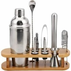 GDRHVFD Kit De Barman Cocktail Shaker Set, Ensemble D'Outils De Barre En Acier Inoxydable 10 Pièces Avec Support En Bambou, Accessoires De Barre De Mélange De Boissons 9 GDRHVFD Kit De Barman Cocktail Shaker Set, Ensemble D'Outils De Barre En Acier Inoxydable 10 Pièces Avec Support En Bambou, Accessoires De Barre De Mélange De Boissons -Accessoires de barbecue Soldes 53367181 5