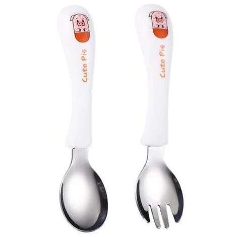 GDRHVFD Ensemble De Couverts Pour Enfants, Bébé Cuillère Fourchette Bébé Vaisselle Ensemble Poignée Incurvée Formation Cuillères Fourchettes Pour Bébé Enfants 2 GDRHVFD Ensemble De Couverts Pour Enfants, Bébé Cuillère Fourchette Bébé Vaisselle Ensemble Poignée Incurvée Formation Cuillères Fourchettes Pour Bébé Enfants – Image 2