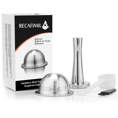 LIFCAUSAL Ensemble De Capsules Réutilisables En Acier Inoxydable Avec Tampon à Poudre, Cuillère Et Brosse De Rechange Pour NESPRESSO Vertuoline GCA1 Delonghi ENV135 ENV150 Et VertuoPlus BNV450WHT1BUC1 1 LIFCAUSAL Ensemble De Capsules Réutilisables En Acier Inoxydable Avec Tampon à Poudre, Cuillère Et Brosse De Rechange Pour NESPRESSO Vertuoline GCA1 Delonghi ENV135 ENV150 Et VertuoPlus BNV450WHT1BUC1